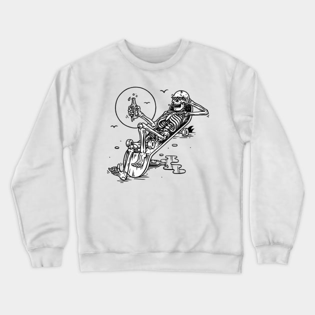 Skeleton Skater Crewneck Sweatshirt by OldSchoolRetro